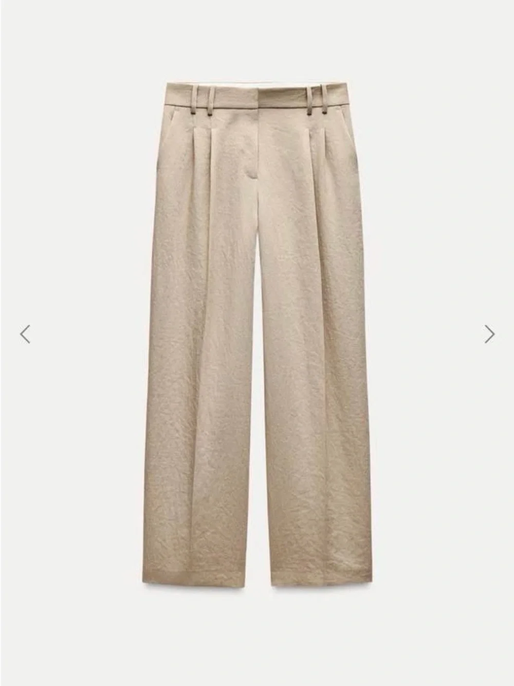 Zara Wide-Leg Linen Trousers in Beige